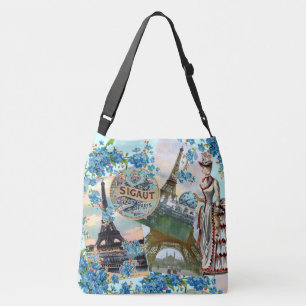 Vintage French Collage Crossbody Bag