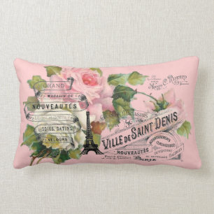 Vintage French Collage Throw Pillow
