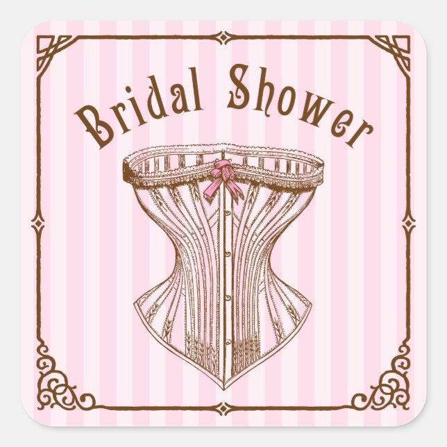 Vintage French Corset Square Sticker (Front)