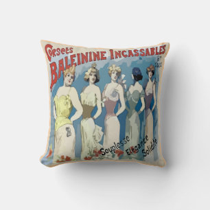 Vintage French Corsets Ad Cushion