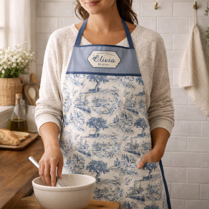  Vintage French Country "Blue Toile de Jouy " Apron