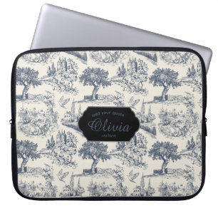 Vintage French Country "Blue Toile de Jouy " Laptop Sleeve