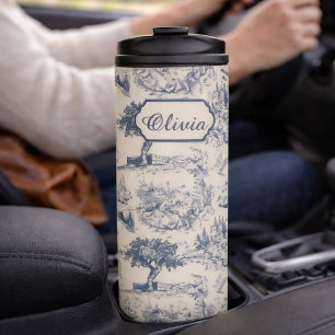 Vintage French Country "Blue Toile de Jouy " Thermal Tumbler