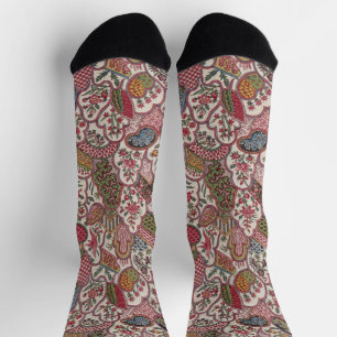 Vintage French Country Floral Bird Chintz Art Socks