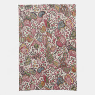 Vintage French Country Floral Bird Chintz Art Tea Towel