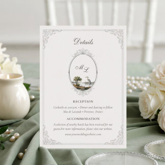Vintage French Country Monogram Wedding Details  Enclosure Card