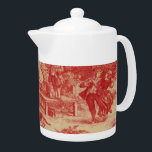 Vintage French Country Red Toile Print Teapot<br><div class="desc">Vintage French Country Red Toile Print Teapot choose your size!</div>
