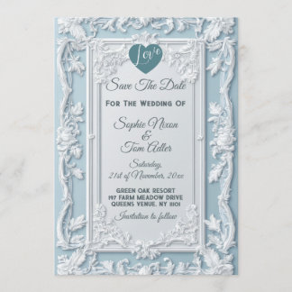 Vintage French Country Shabby Blue Save The Date  Invitation