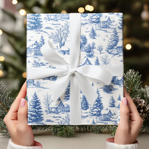 Vintage French Countryside Toile de Jouy Blue  Wrapping Paper