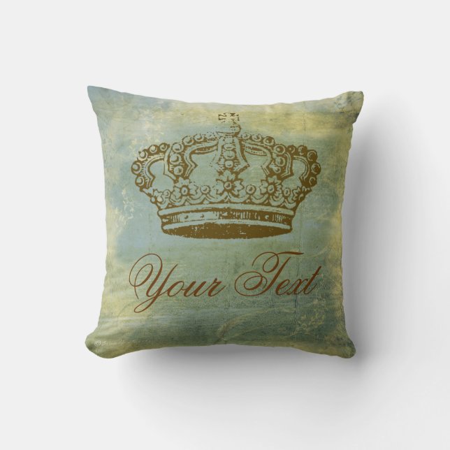Vintage French Crown Design Square Throw Pillow (Front)