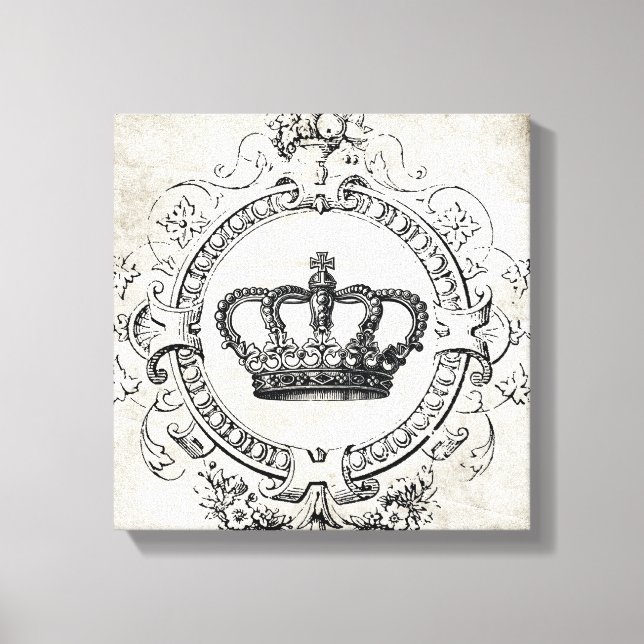 Vintage French Crown stretched canvas (Front)