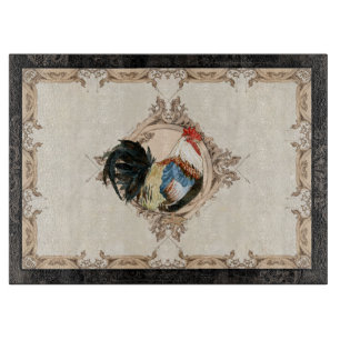 Vintage French Damask Colored Dorking Rooster Cutting Board