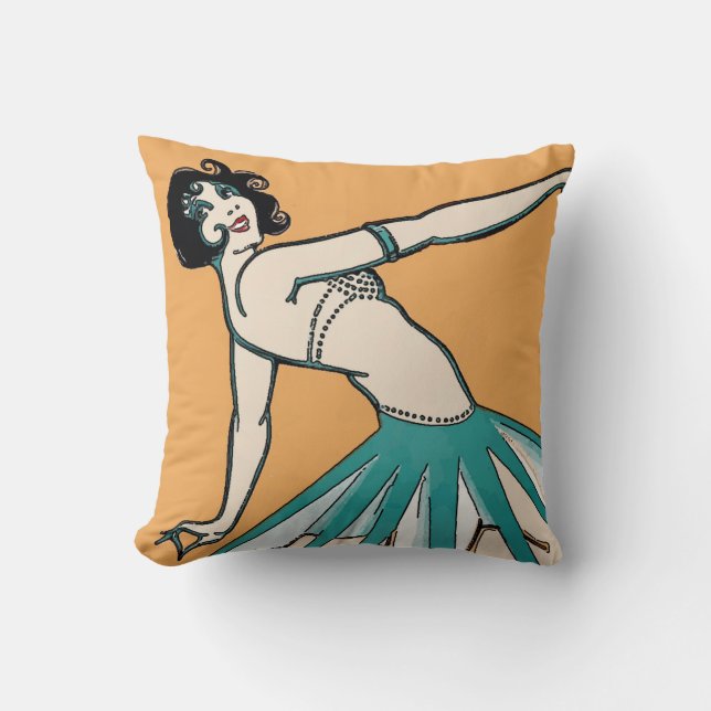 Vintage French Dancer Throw Pillow (Front)