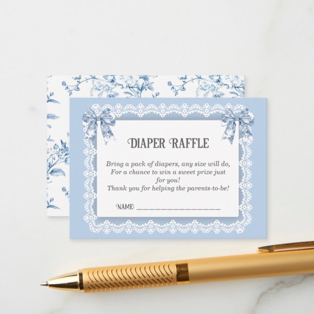 Vintage French Diaper Raffle Enclosure Card (Front/Back In Situ)