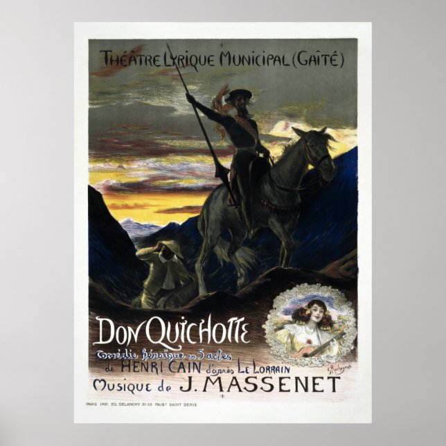 Vintage French Don Quixote Opera Poster (Front)