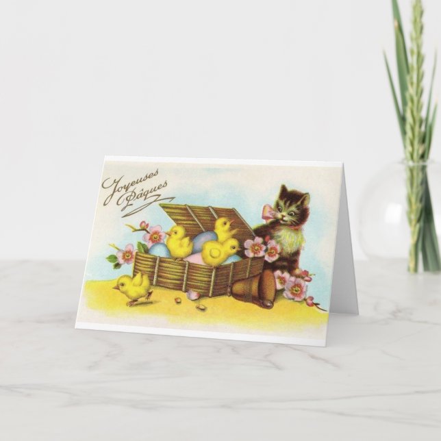 Vintage French Easter Joyeuses Pâques Card (Front)