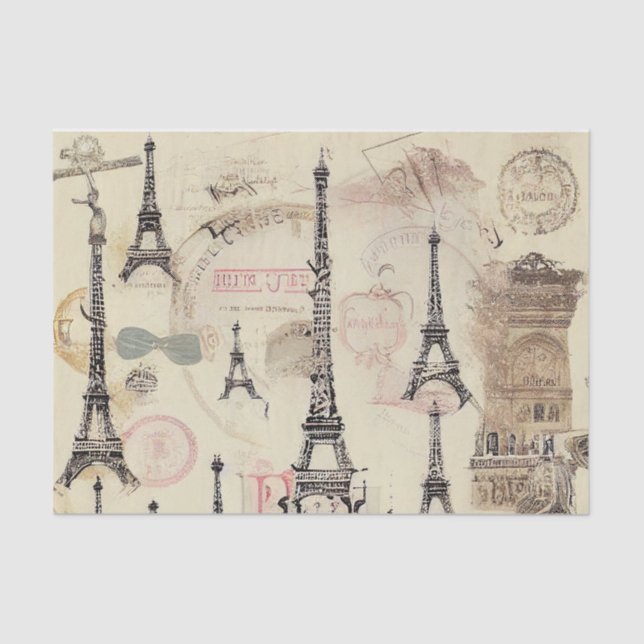 Vintage French Effiel Tower Decoupage Tissue Paper (Front)