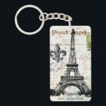 Vintage French Eiffel Tower keychain<br><div class="desc">Vintage French Eiffel Tower and fleur de lis keychain</div>