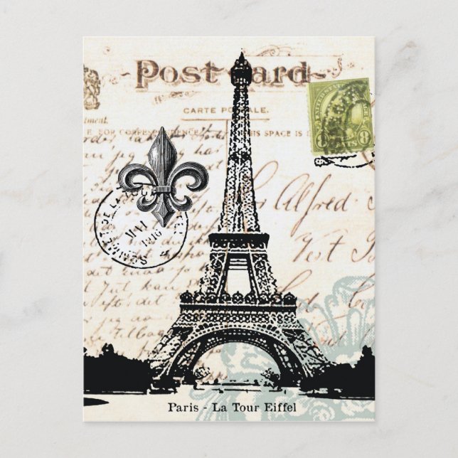 Vintage French Eiffel Tower postcard (Front)