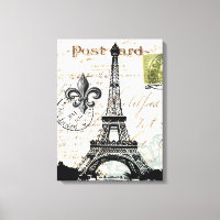 Vintage French Eiffel Tower  stretched canvas
