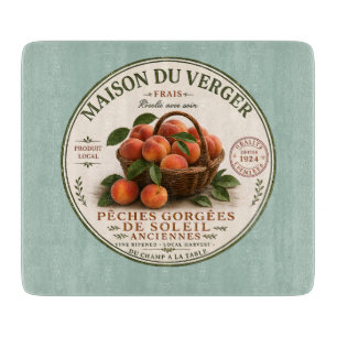 Vintage French Farmers Market Peaches Cutting Board
