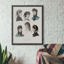 Vintage French Fashion Illustration Women in Hats