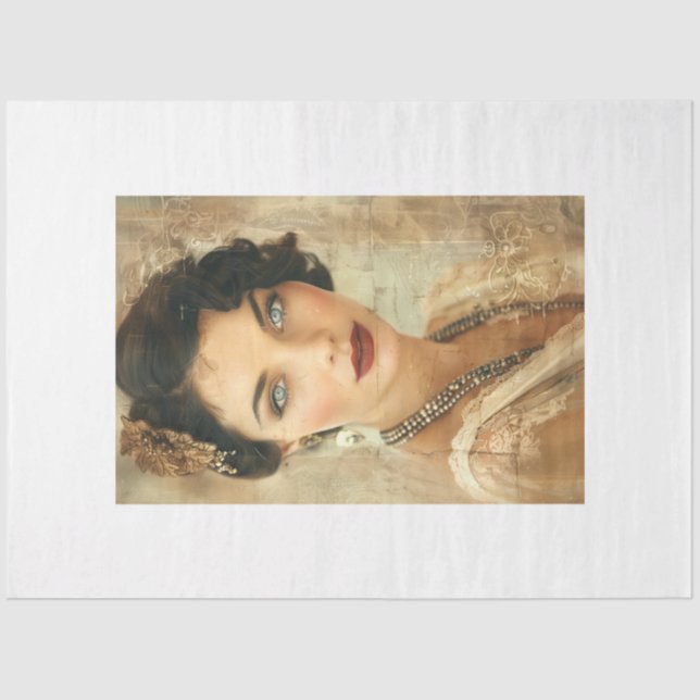 Vintage French Flapper Lady Decoupage  Tissue Paper (Front)