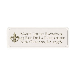 Vintage French Fleur de Lis Return Address Label