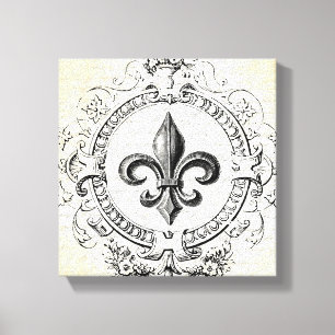 Vintage French Fleur de Lis stretched canvas