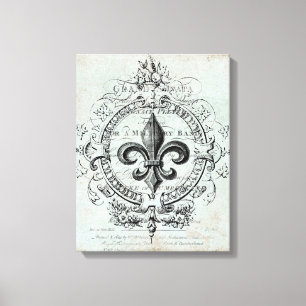 Vintage French Fleur de Lis stretched canvas Print