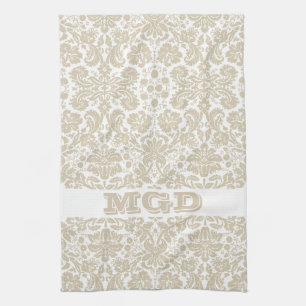 Vintage french floral art nouveau pattern tea towel