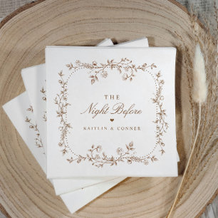 Vintage French Floral Brown Rehearsal Dinner Napkin