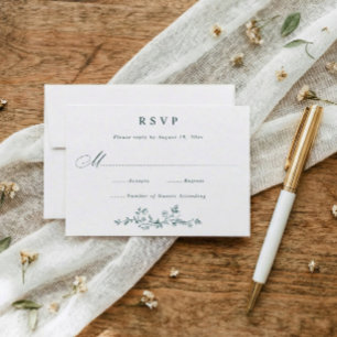 Vintage French Floral Emerald Green Wedding RSVP Card