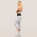 Vintage French Floral Fantasy Toile-Black Capri Leggings<br><div class="desc">Elegant vintage 19th century black-on-white toile pattern adapted from a French drawing in the Smithsonian collection featuring fantasy flowers,  leaves and vines with a cupid,  indigenous warrior and human figures.</div>