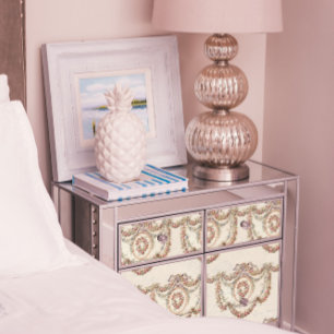 Vintage French Floral Garland Ivory Pink Decoupage Tissue Paper