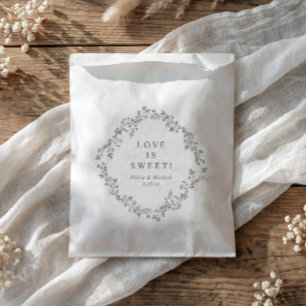 Vintage French Floral Grey Elegant Wedding Treat Favour Bags