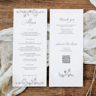 Vintage French Floral Grey Victorian Wedding Menu