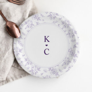 Vintage French Floral Lavender Purple Wedding Paper Plate