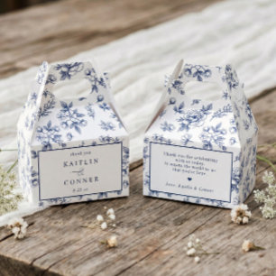 Vintage French Floral Navy Blue Victorian Wedding Favour Box