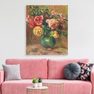 Vintage French Floral Oil Painting by Renoir Canvas Print