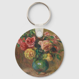 Vintage French Floral Oil Painting by Renoir Key Ring