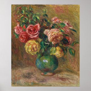 Vintage French Floral Oil Painting by Renoir Poster