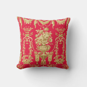 VINTAGE FRENCH FLORAL PATTERN ,FLOWER VASES,ROSES CUSHION