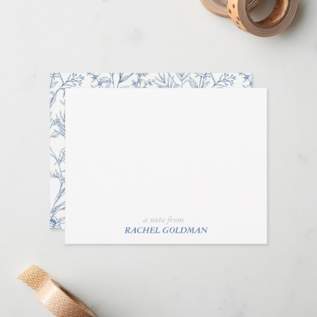 Vintage French Floral Personalised Name Stationary Card (Front/Back In Situ)