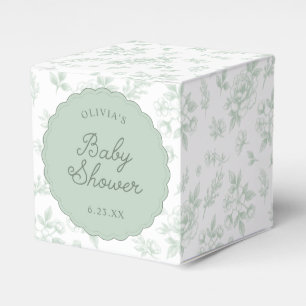 Vintage French Floral Sage Scalloped Baby Shower Favour Box