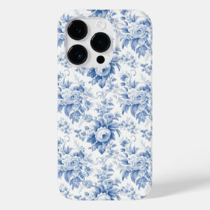 Vintage French Floral Toile Blue Case-Mate iPhone 14 Pro Case