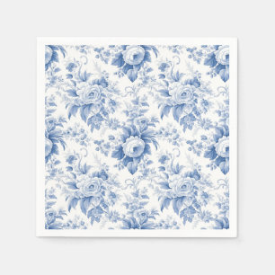 Vintage French Floral Toile Blue Napkin