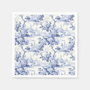 Vintage French Floral Toile Blue Napkin
