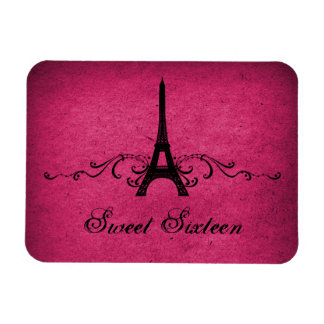 Vintage French Flourish Sweet 16 Magnet, Pink Magnet
