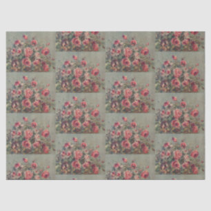 Vintage French Garden Pink Rose Oil Painting Tissue Paper